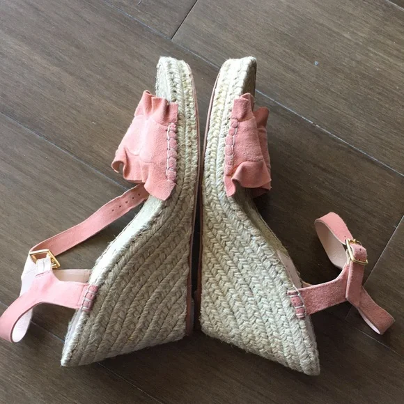 Loeffler Randall Gabby pink ruffle wedge espadrilles 7 - Picture 5 of 9